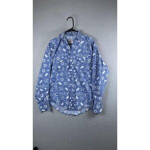 Rockmount Ranch Wear Shirt Mens XS Blue Western Snap Button Cowboy Long Sleeve